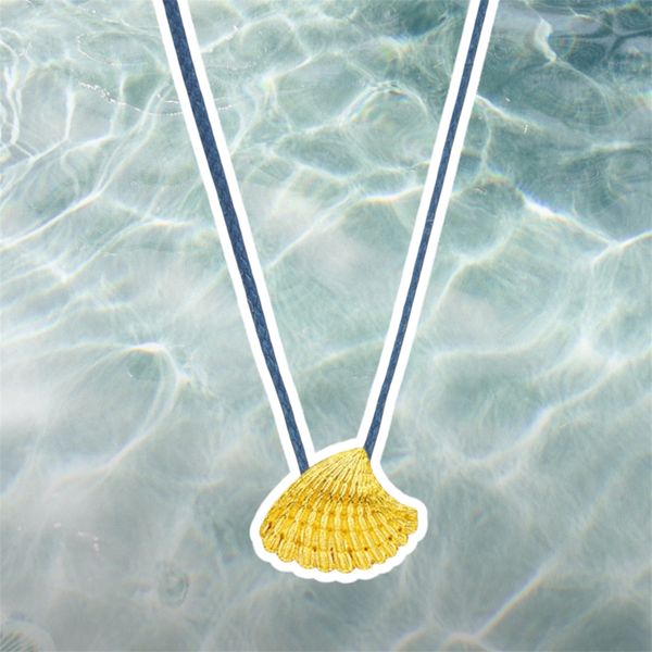 2. “Sea Clam” Thread Necklace blue BRASS Workshop msd48