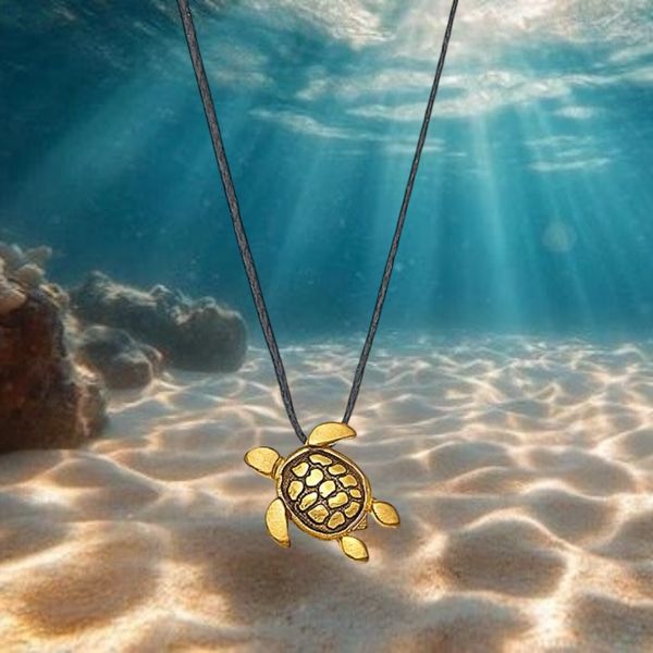 2. Sea turtle thread necklace Blue BRASS Workshop mst02