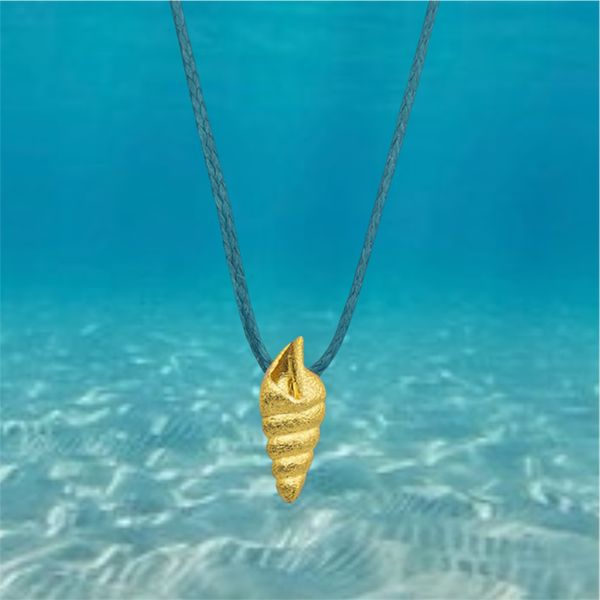 2. Spiral shell thread necklace Turquoise BRASS Workshop msd11