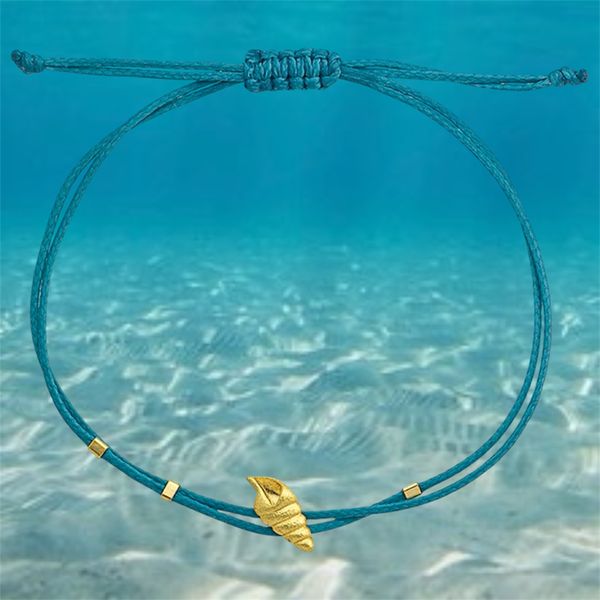 2. Spiral shell string bracelet Turquoise BRASS Workshop bsd29