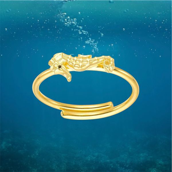 2. Adjustable “seahorse” ring gold BRASS Workshop dsd27