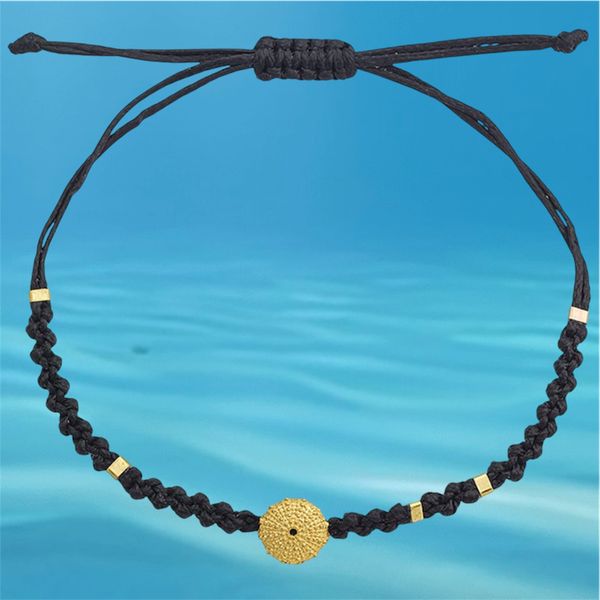 2. Bracciale intrecciato stringa “riccio di mare” nero BRASS Workshop bsd47