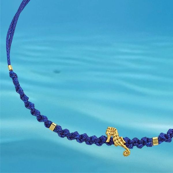 2. Braided string bracelet "seahorse" blue BRASS Workshop bsd48