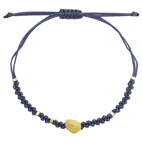 1. Bracciale intrecciato stringa “patella di mare” blu BRASS Workshop bsd49