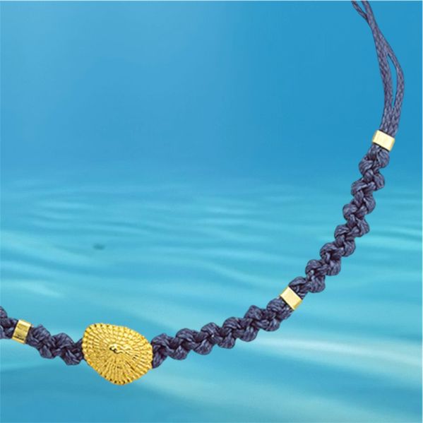 2. Bracciale intrecciato stringa “patella di mare” blu BRASS Workshop bsd49