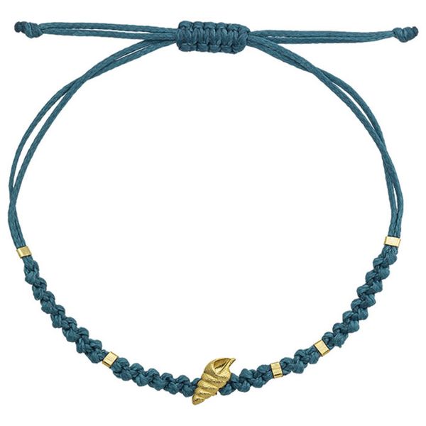 1. Bracciale intrecciato stringa “conchiglia a spirale” blu BRASS Workshop bsd50