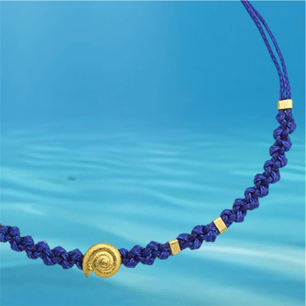 2. Bracciale intrecciato stringa “lumaca di mare” blu BRASS Workshop bsd51