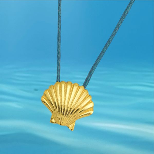 2. Sea Scallop Thread Necklace Turquoise BRASS Workshop msd14