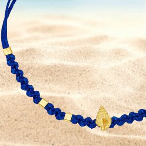 1. Braided string bracelet "sea shell" blue