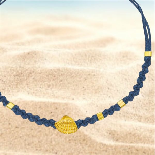 2. Bracciale intrecciato stringa “vongola di mare” blu BRASS Workshop bsd72