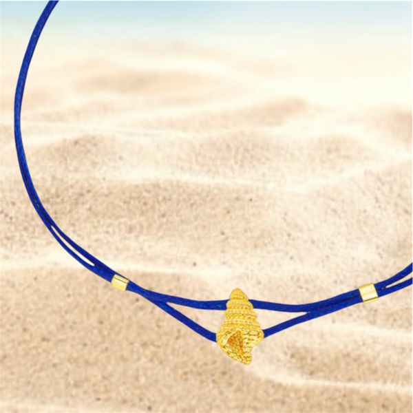 2. Bracciale stringa “conchiglia di mare” blu BRASS Workshop bsd65