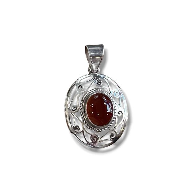 Pendente ovale di corniola grigio argento BRASS Workshop