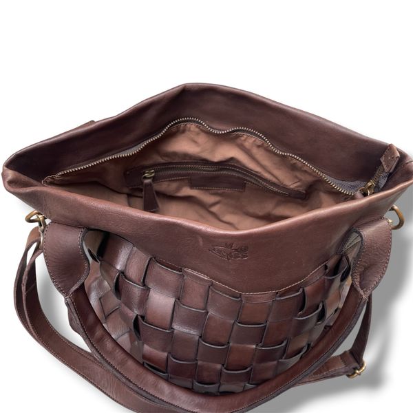 4. Woven shoulder bag Dark brown BRASS Workshop b881s