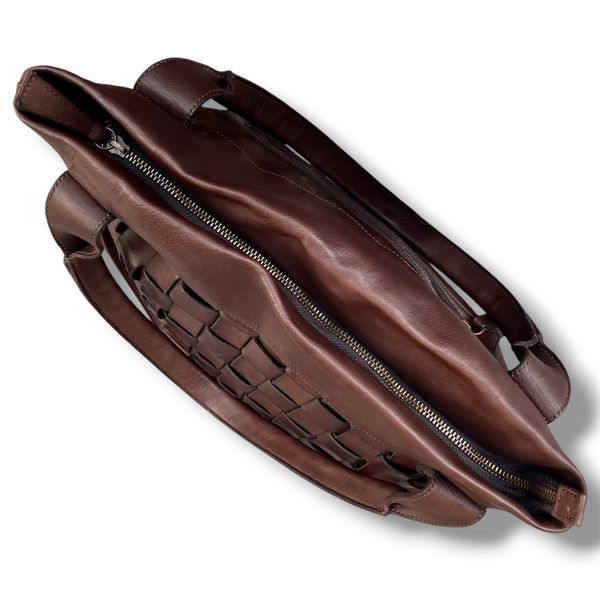5. Woven shoulder bag Dark brown BRASS Workshop b881s