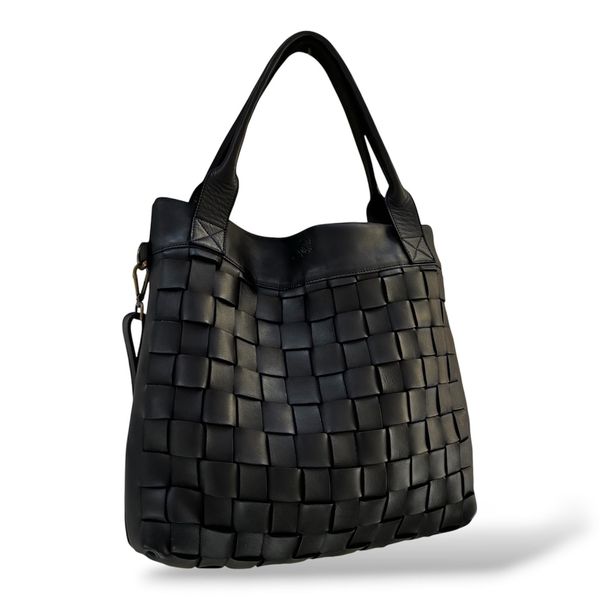 1. Woven shoulder bag black BRASS Workshop b881s