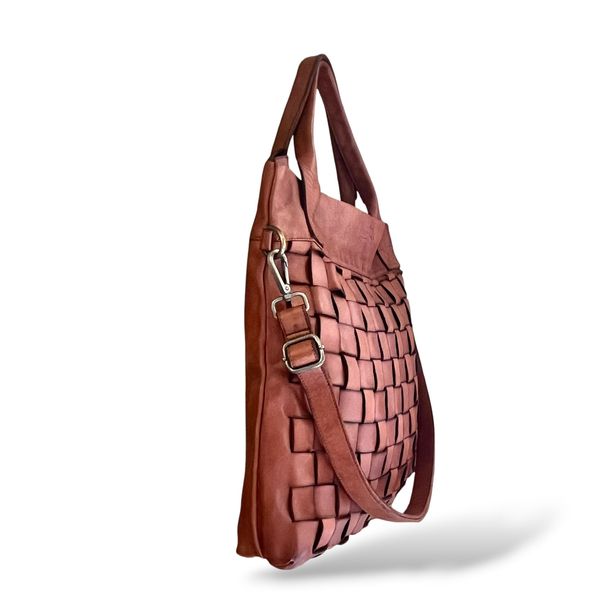 4. Woven shoulder bag brown BRASS Workshop b881s
