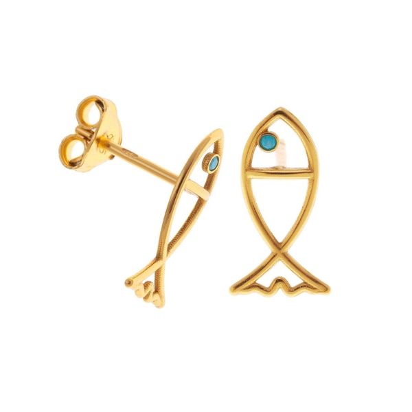 1. "Fish" earlobe earrings gold Arteon 51514-000