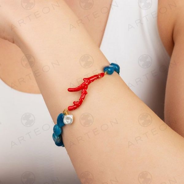 2. Apatite and "coral branch" bracelet blue Arteon 12680-b00
