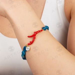 2. Apatite and "coral branch" bracelet blue