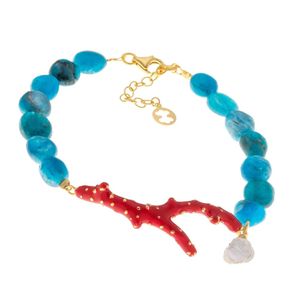 1. Apatite and "coral branch" bracelet blue
