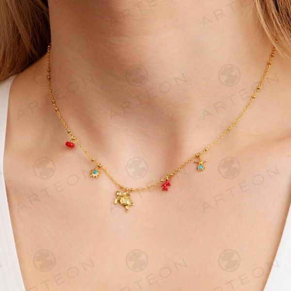 2. Mini "Sea Turtle" Pendant Necklace gold Arteon 34191-045