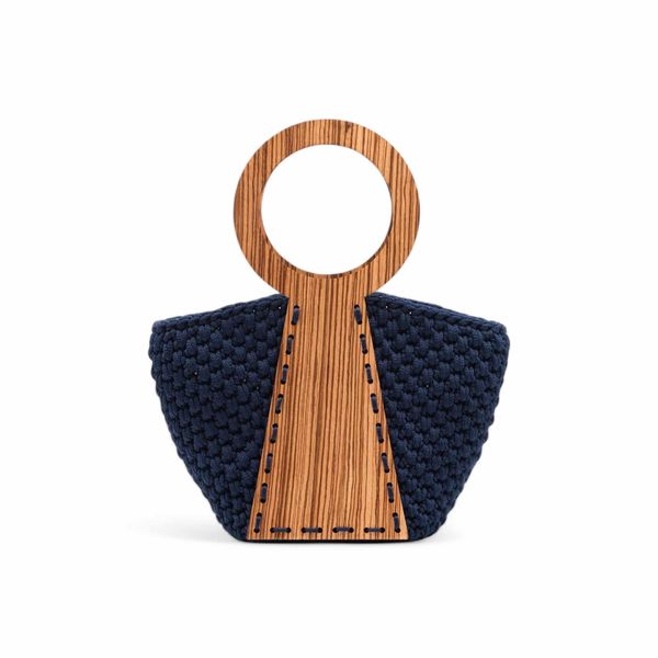 1. Nefele mini crochet handbag navy blue ILIAS VARDAVAKIS nefbag