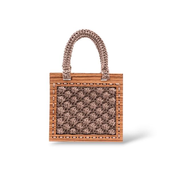 1. Mini borsa tote all'uncinetto Armonia beige ILIAS VARDAVAKIS armbag