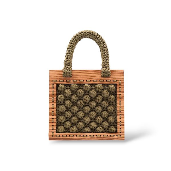 1. Armonia Crochet Mini Tote Bag olive green ILIAS VARDAVAKIS armbag