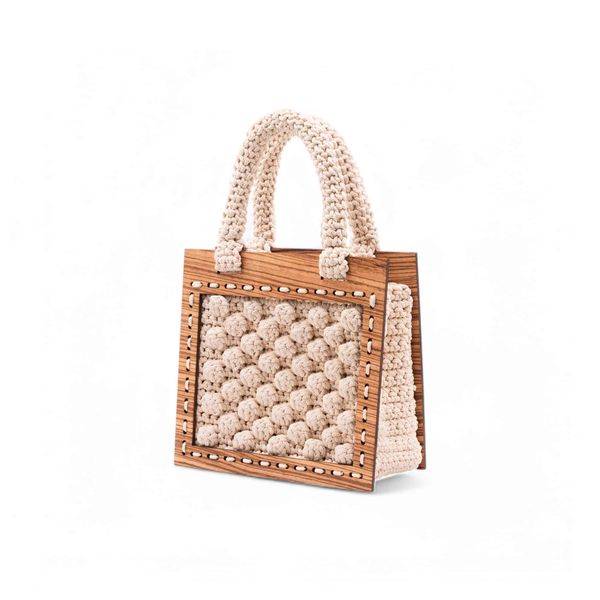 2. Mini borsa tote all'uncinetto Armonia avorio ILIAS VARDAVAKIS armbag