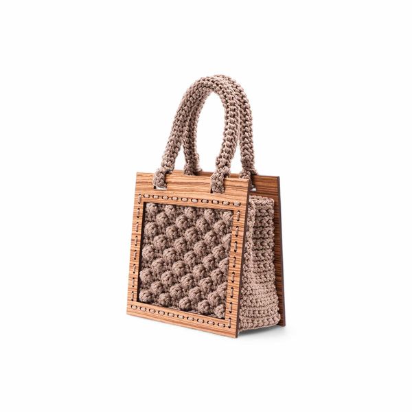 3. Mini borsa tote all'uncinetto Armonia beige ILIAS VARDAVAKIS armbag