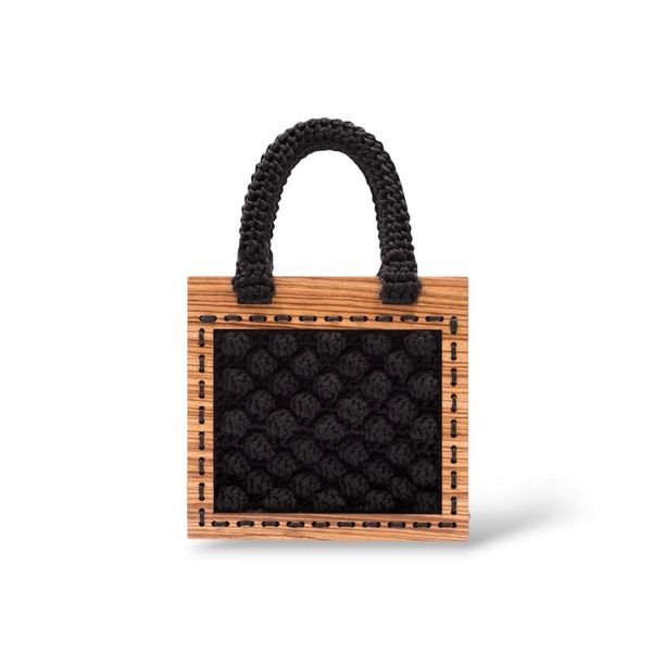 1. Mini borsa tote all'uncinetto Armonia nero ILIAS VARDAVAKIS armbag