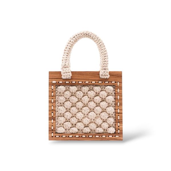 Armonia Crochet Mini Tote Bag ivory ILIAS VARDAVAKIS