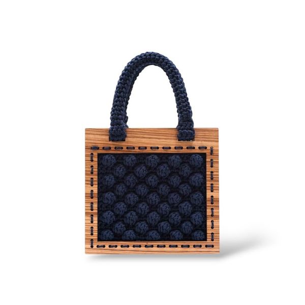 2. Armonia Crochet Mini Tote Bag navy blue ILIAS VARDAVAKIS armbag