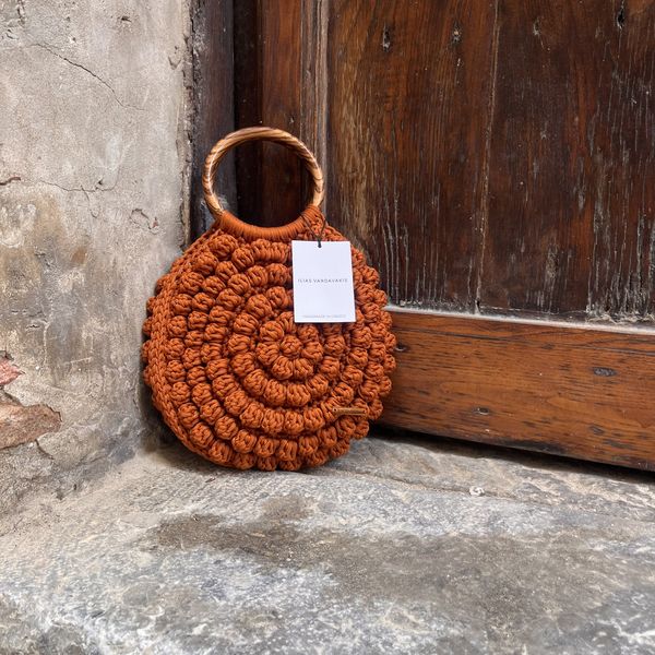 Ariadne round crochet bag orange ILIAS VARDAVAKIS