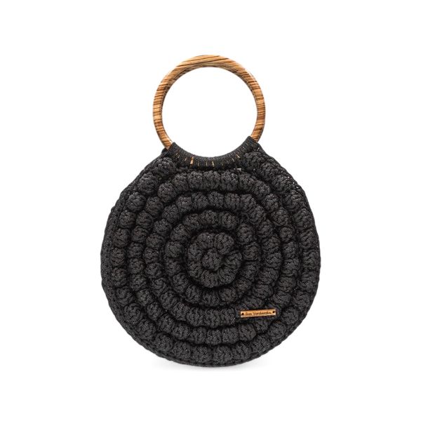Ariadne round crochet bag black metallic ILIAS VARDAVAKIS