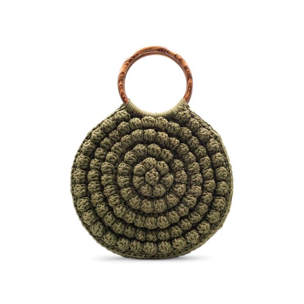1. Ariadne round crochet bag green gold ILIAS VARDAVAKIS aribag