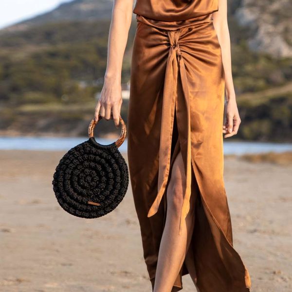 2. Borsa tonda uncinetto Ariadne nero metallico ILIAS VARDAVAKIS aribag