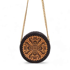 2. Ioni round crochet bag black metallic