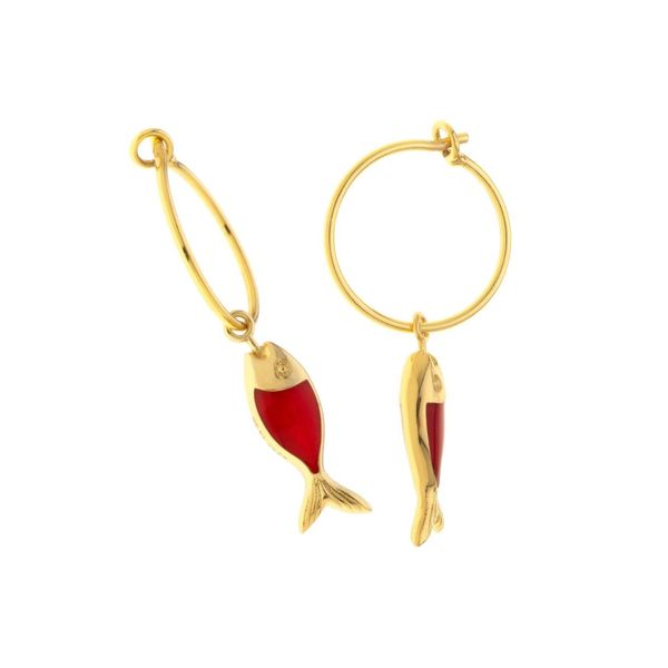 Hoop earrings with "fish" red Arteon