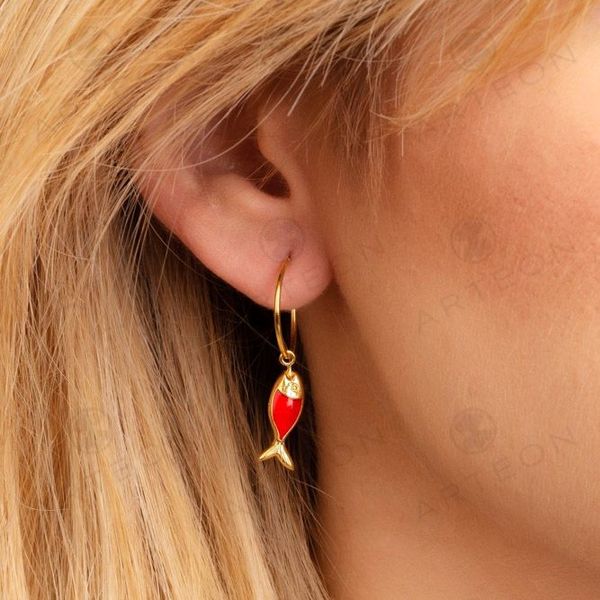 2. Hoop earrings with "fish" red Arteon 51572-000