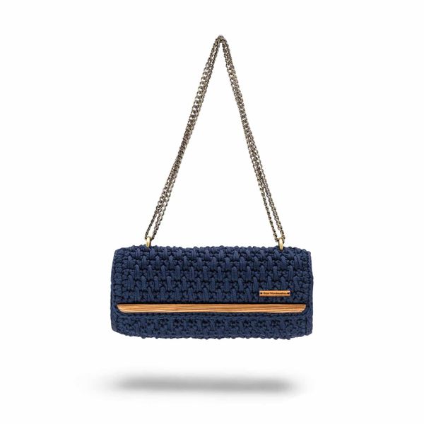 1. Borsa cilindro uncinetto Paris blu navy ILIAS VARDAVAKIS parisbag