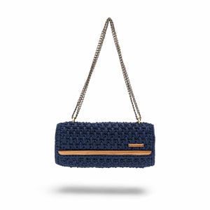 1. Borsa cilindro uncinetto Paris blu navy