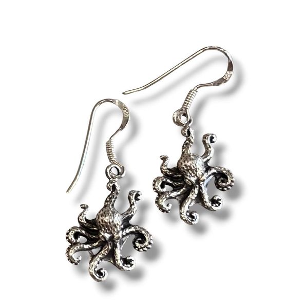 1. Orecchini pendenti "polpo di mare" grigio argento BRASS Workshop m26or01