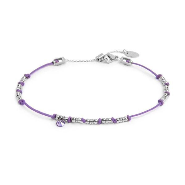 1. Cord anklet with crystal pendant purple Marlù Gioielli 20cv097