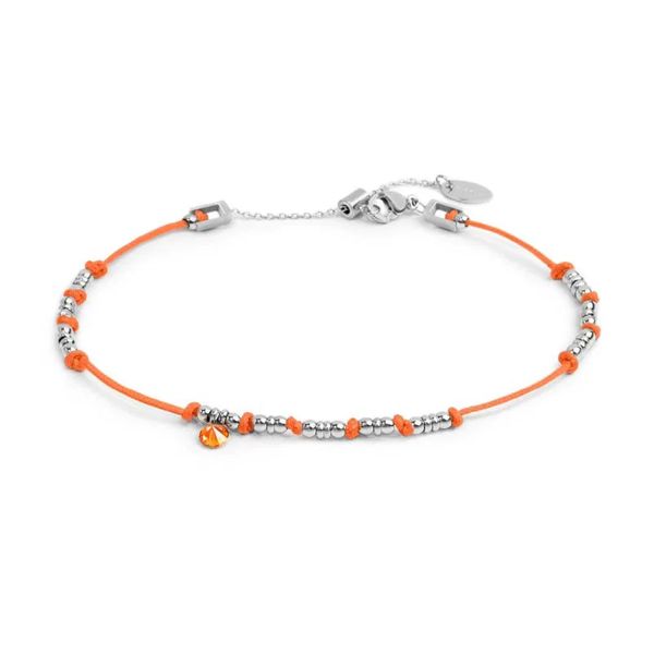 1. Cord anklet with crystal pendant orange Marlù Gioielli 20cv097