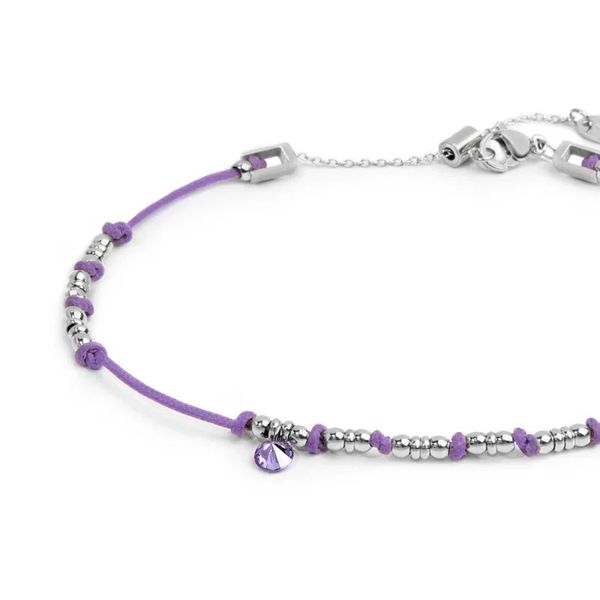 2. Cord anklet with crystal pendant purple Marlù Gioielli 20cv097