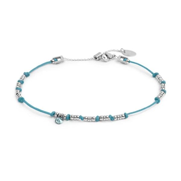 1. Cord anklet with crystal pendant sky blue Marlù Gioielli 20cv097