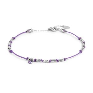 1. Cord anklet with crystal pendant purple