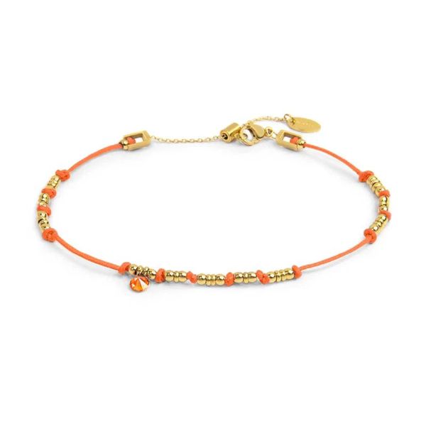 1. Crystal pendant cord anklet orange Marlù Gioielli 20cv097g