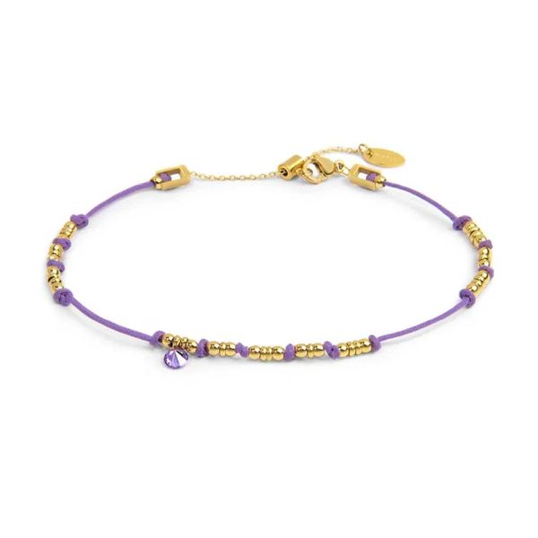 1. Crystal pendant cord anklet purple Marlù Gioielli 20cv097g